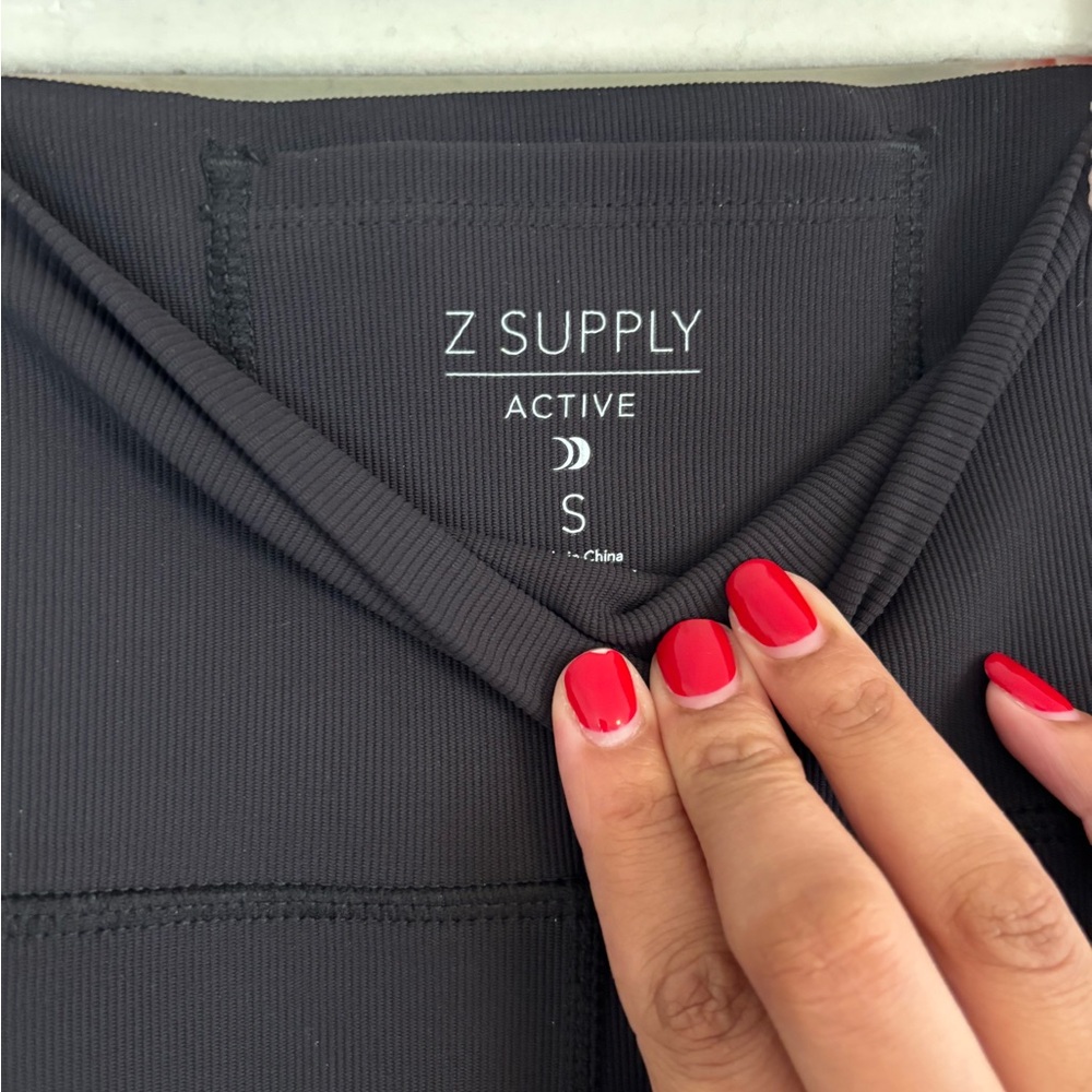 Z Supply Black Ribbed Bike Short - Picture 2 of 4